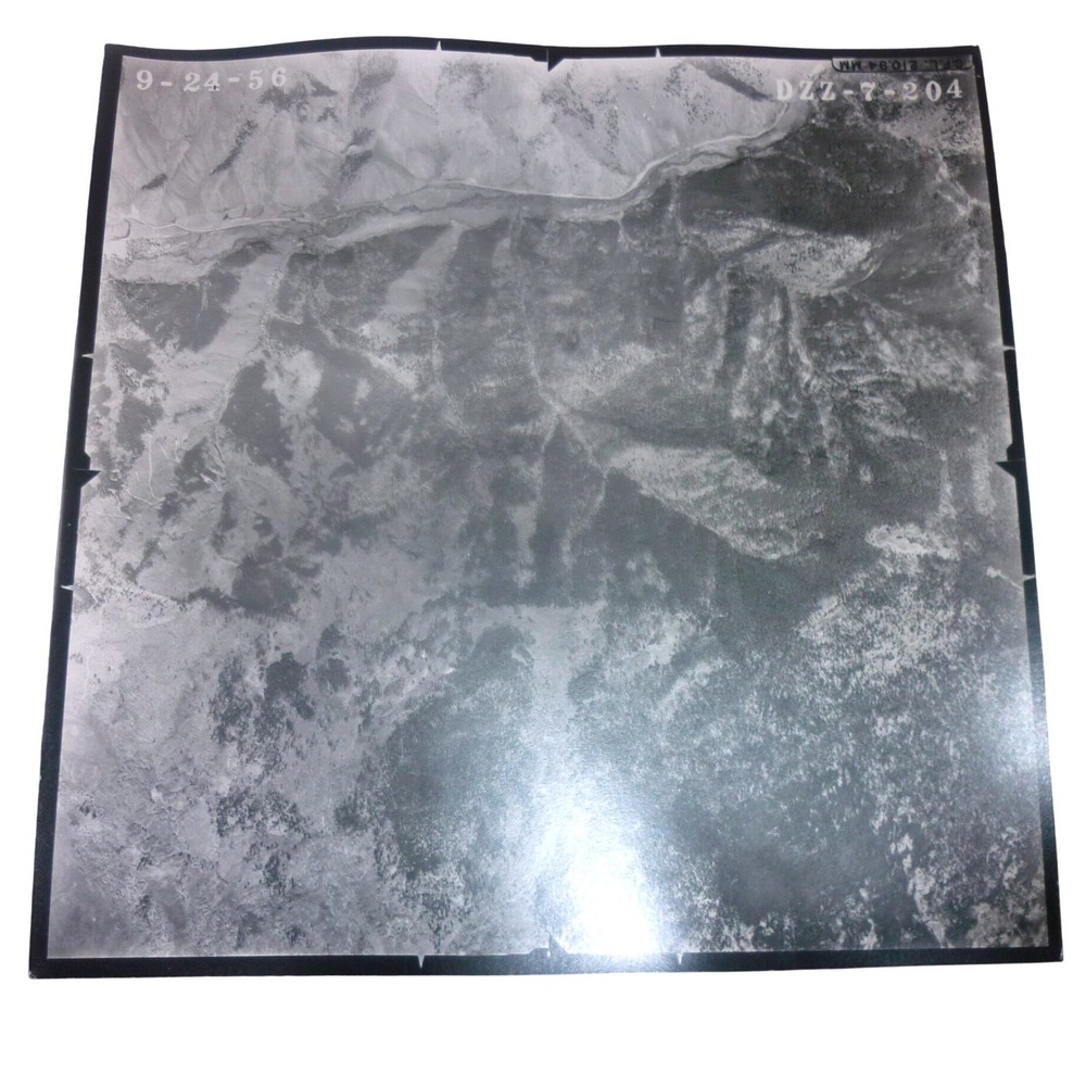Vintage 1956 Aerial Survey Photo Mountain Topography DZZ-7-204 9x9 Black White